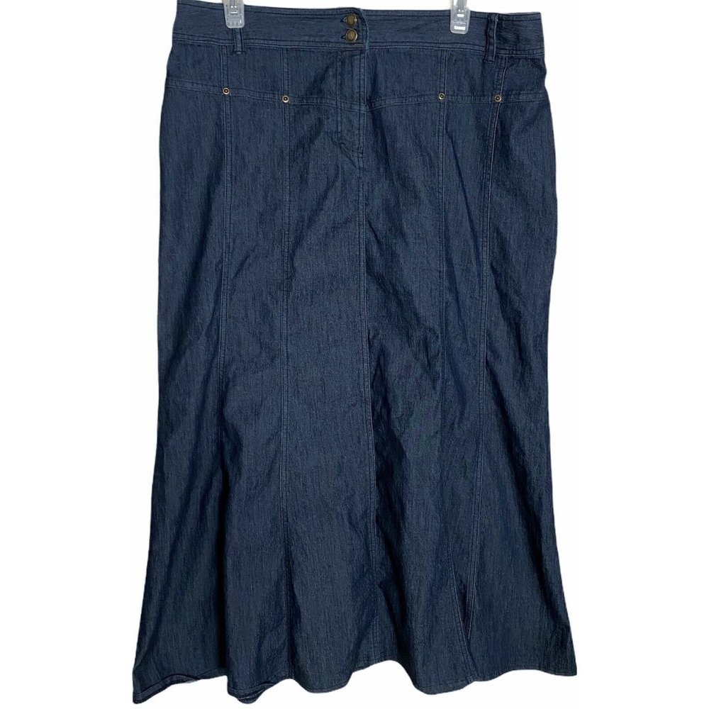 Larry Levine Jean Skirt Size 14 Dark Blue Long Mod